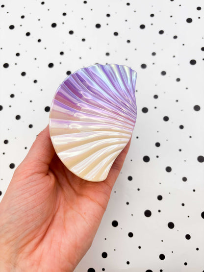 Large Iridescent Lilac and Cream Shell Claw Clip