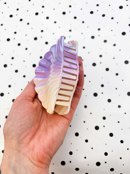 Large Iridescent Lilac and Cream Shell Claw Clip