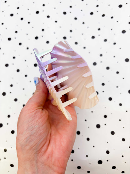Large Iridescent Lilac and Cream Shell Claw Clip