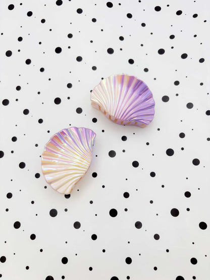 Small Iridescent Lilac and Cream Shell Claw Clip