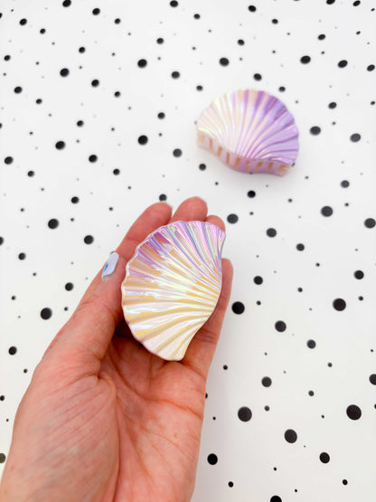 Small Iridescent Lilac and Cream Shell Claw Clip