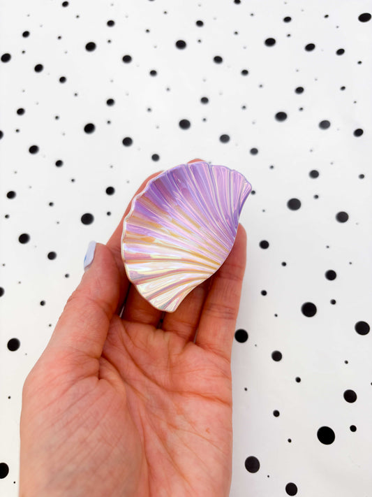 Small Iridescent Lilac and Cream Shell Claw Clip