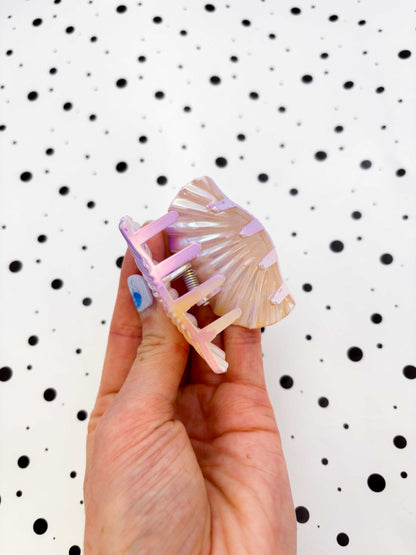 Small Iridescent Lilac and Cream Shell Claw Clip