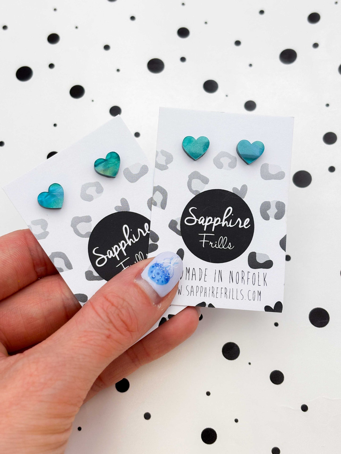 Mini Green Scale Shimmer Heart Studs