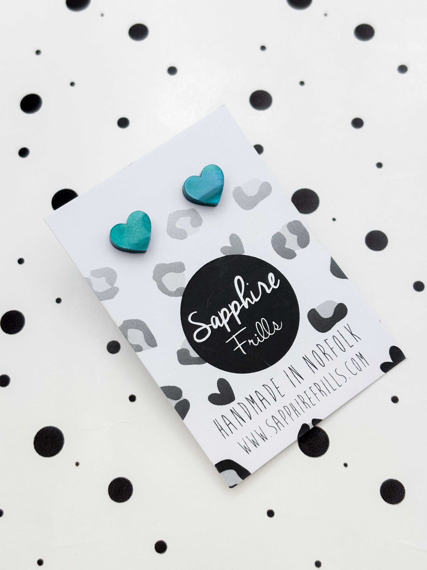 Mini Green Scale Shimmer Heart Studs