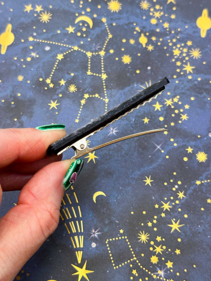 Navy Blue Starry Night Sky Rectangle Wave Acrylic Hair Clip