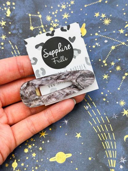 Grey Glitter Marble Barrette Acrylic Hair Clip