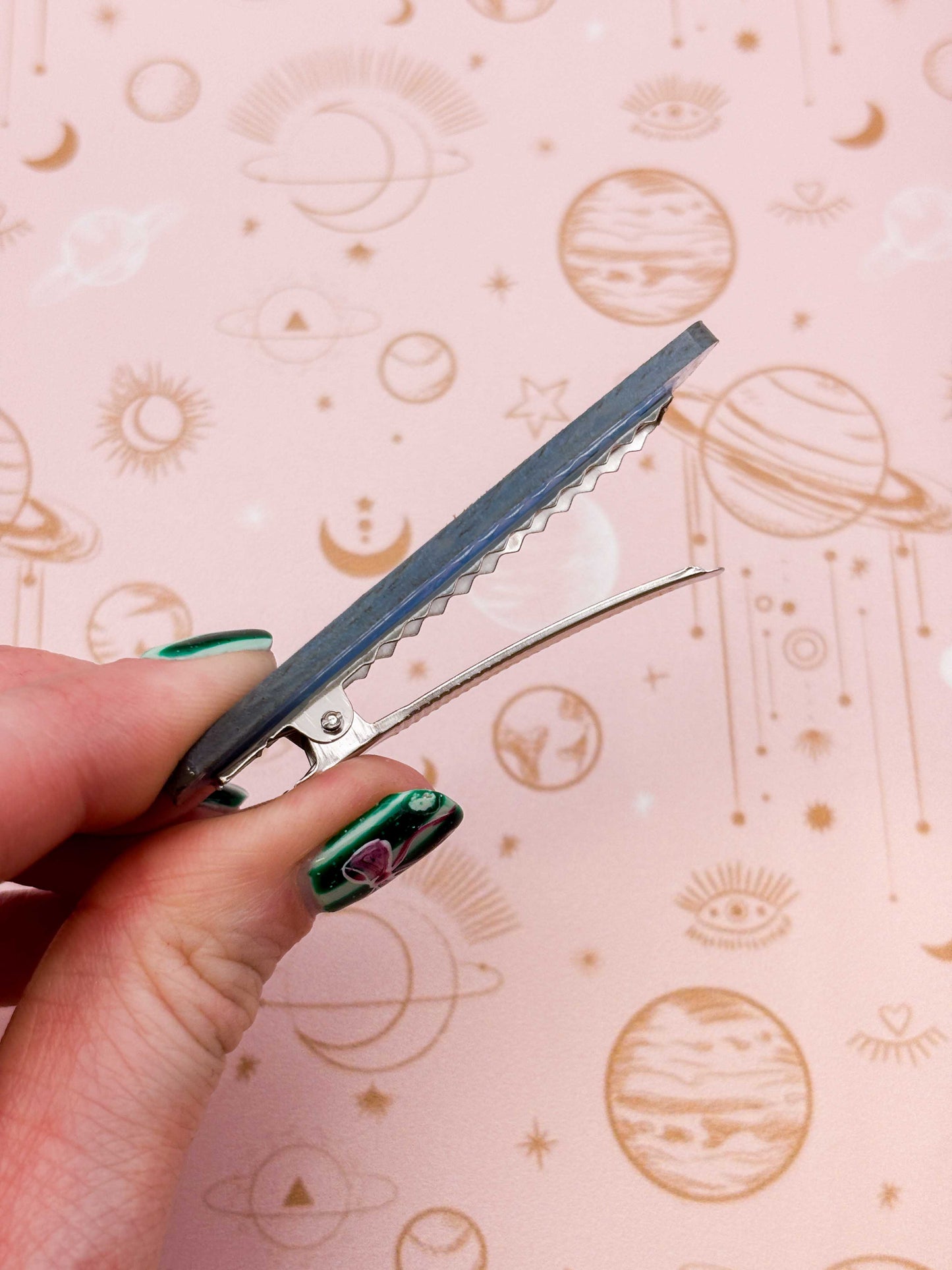 Pale Blue Iridescent Shimmer Rectangle Acrylic Hair Clip