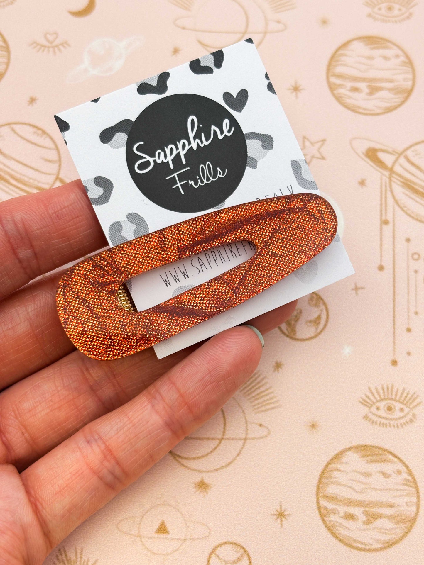 Metallic Burnt Orange Barrette Acrylic Hair Clip