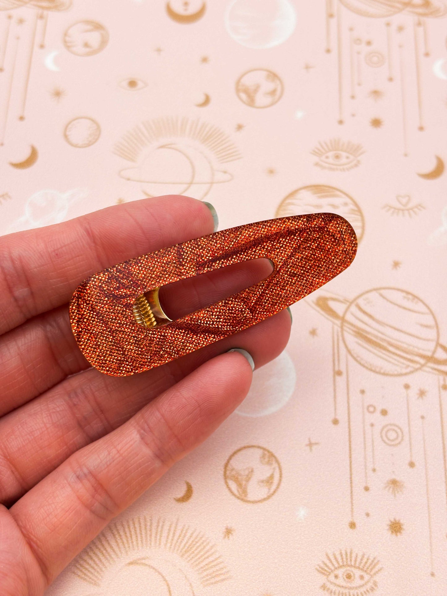 Metallic Burnt Orange Barrette Acrylic Hair Clip