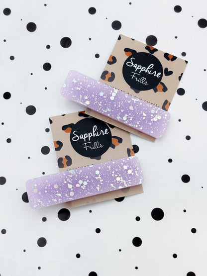 Lilac Holographic Silver Glitter Rectangle Acrylic Hair Clip