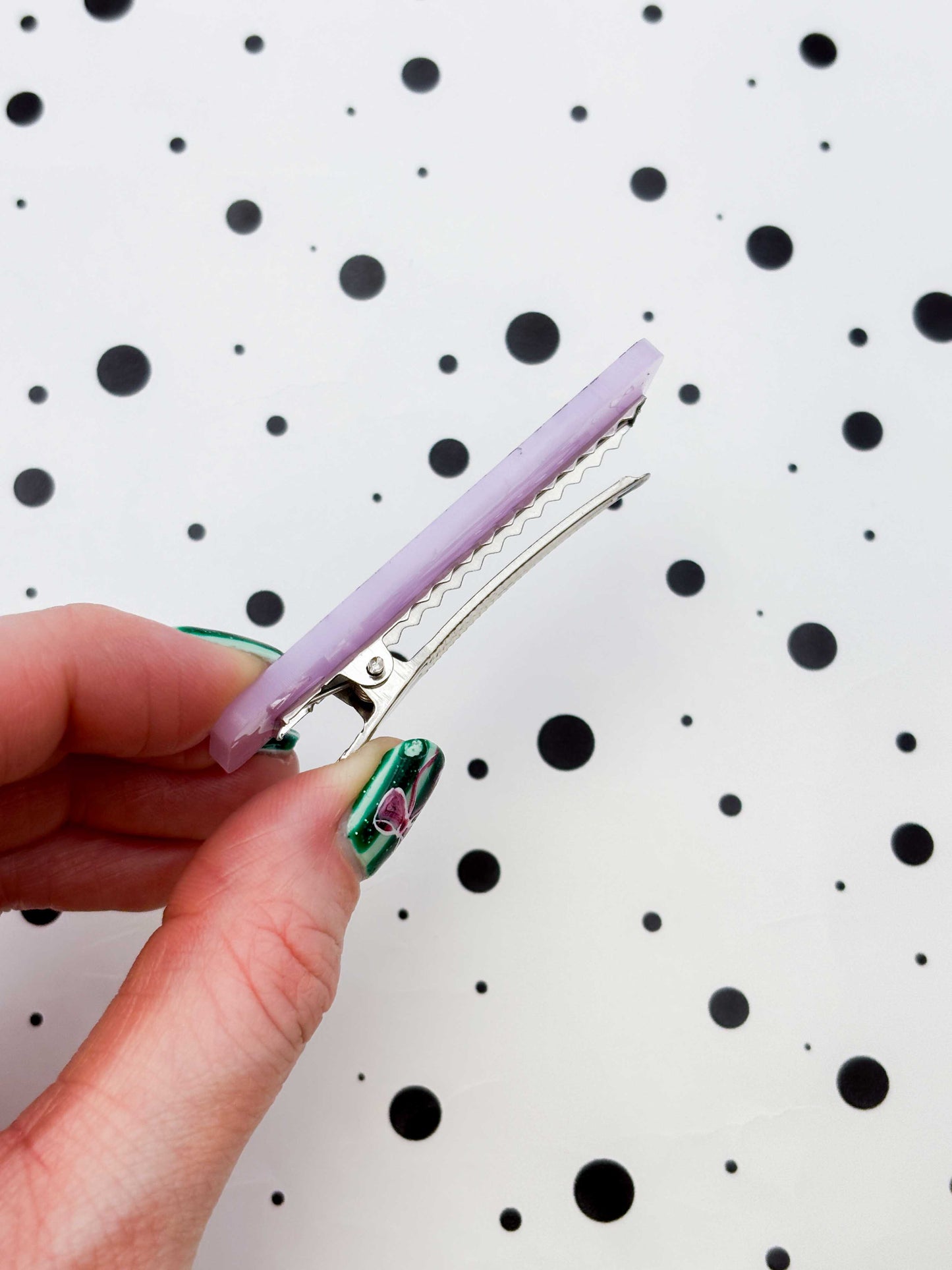 Lilac Holographic Silver Glitter Rectangle Acrylic Hair Clip