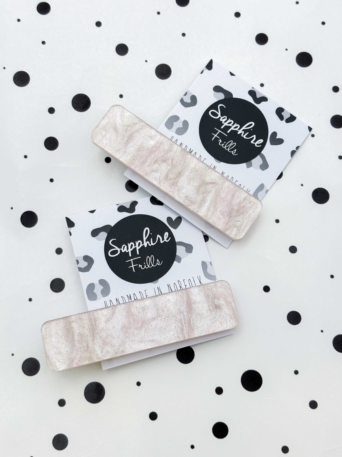 Rose Glitter Marble Rectangle Acrylic Hair Clip