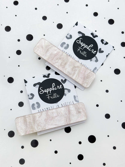 Rose Glitter Marble Rectangle Acrylic Hair Clip
