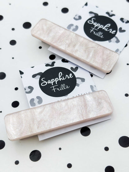 Rose Glitter Marble Rectangle Acrylic Hair Clip