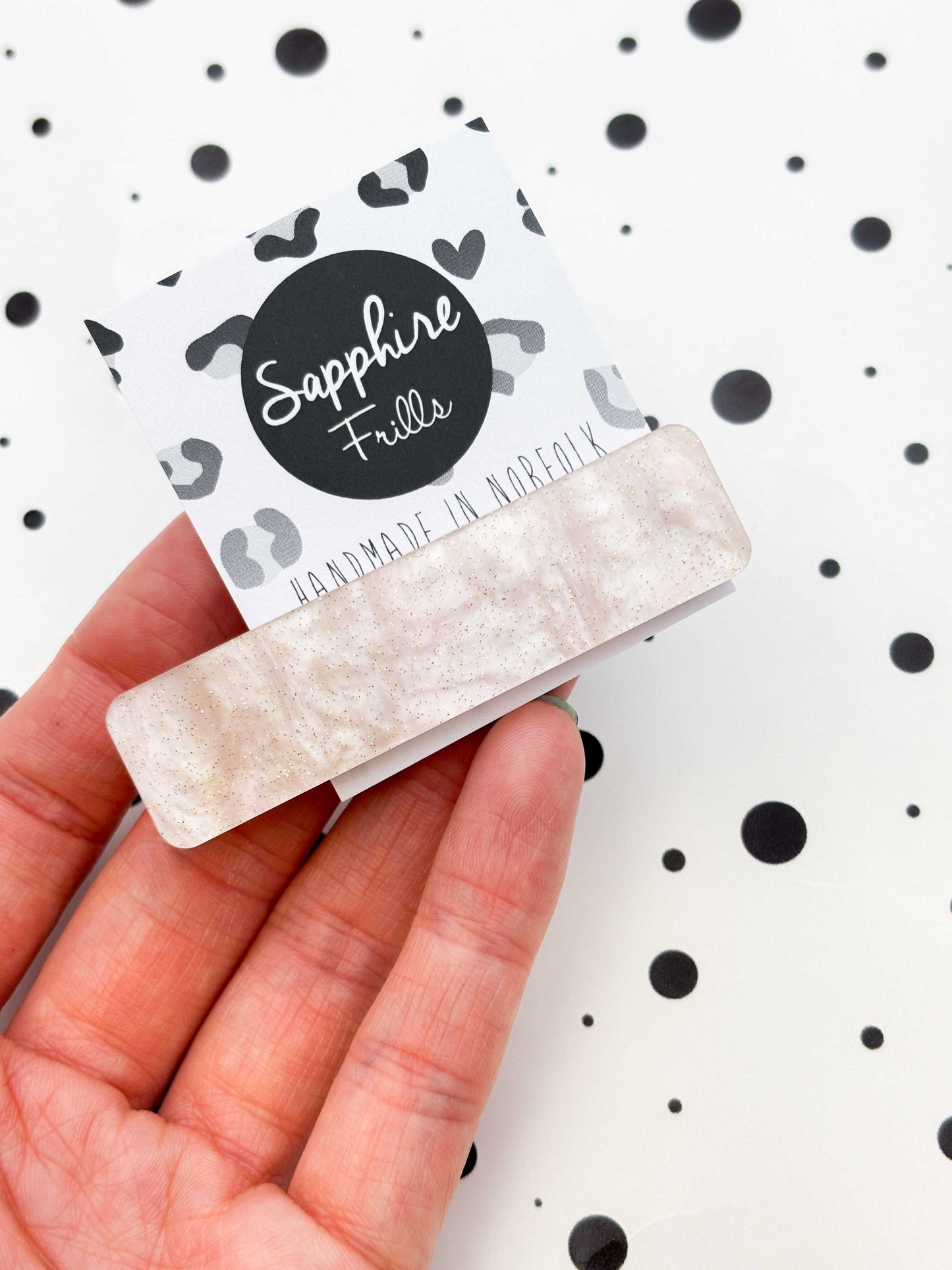 Rose Glitter Marble Rectangle Acrylic Hair Clip