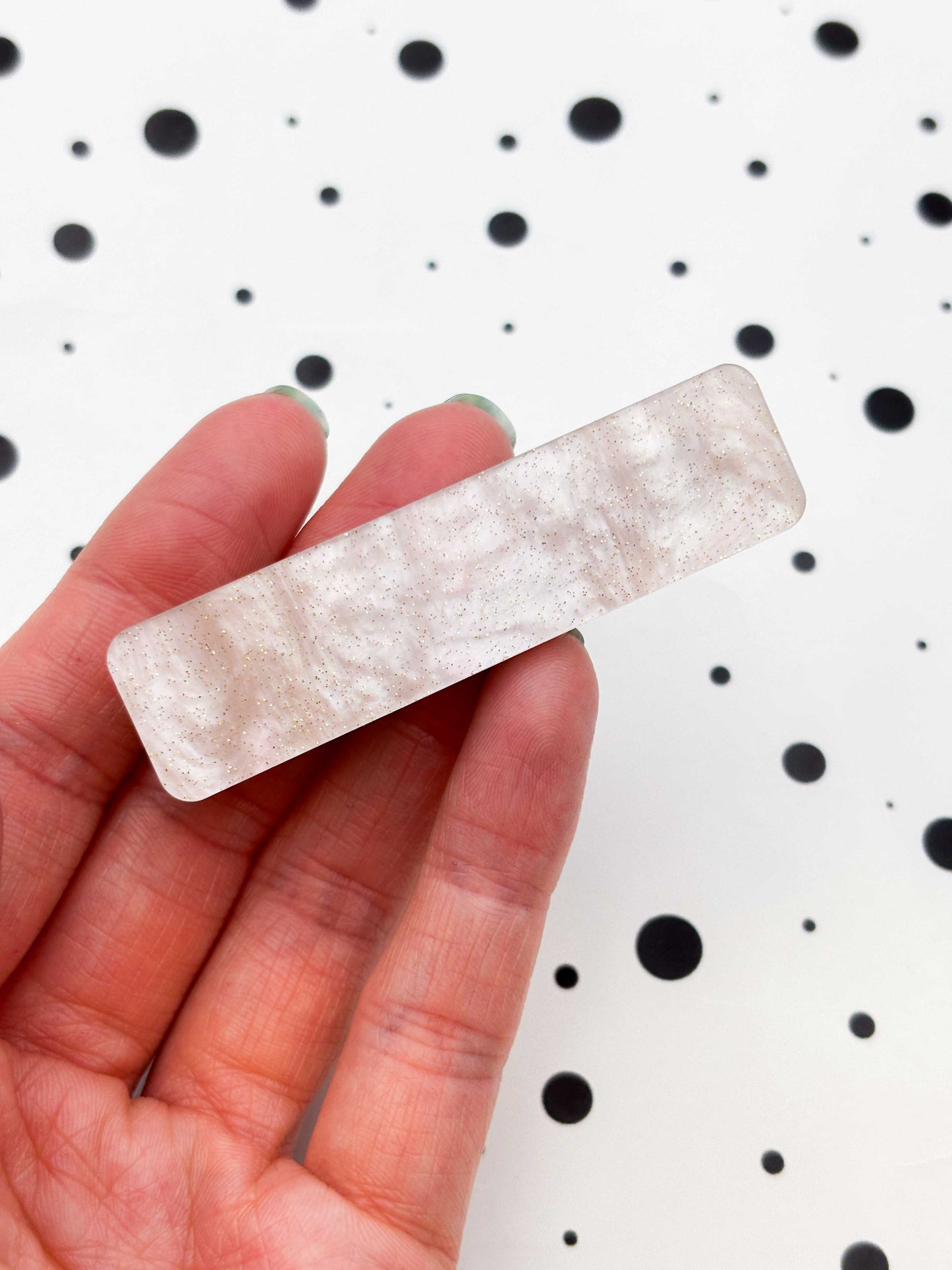 Rose Glitter Marble Rectangle Acrylic Hair Clip