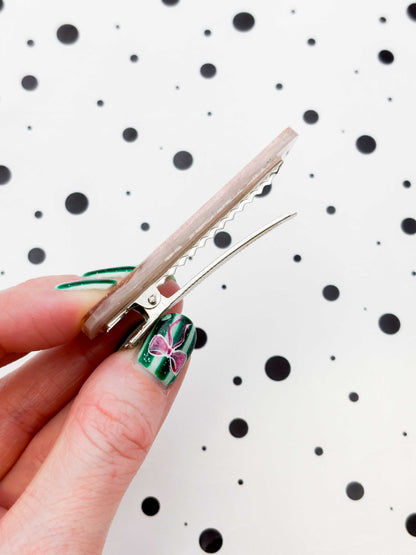 Rose Glitter Marble Rectangle Acrylic Hair Clip