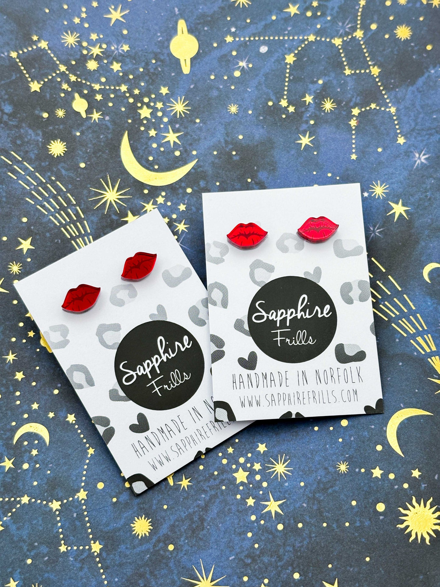 Mini Red Mirror Acrylic Lips Stud Earrings