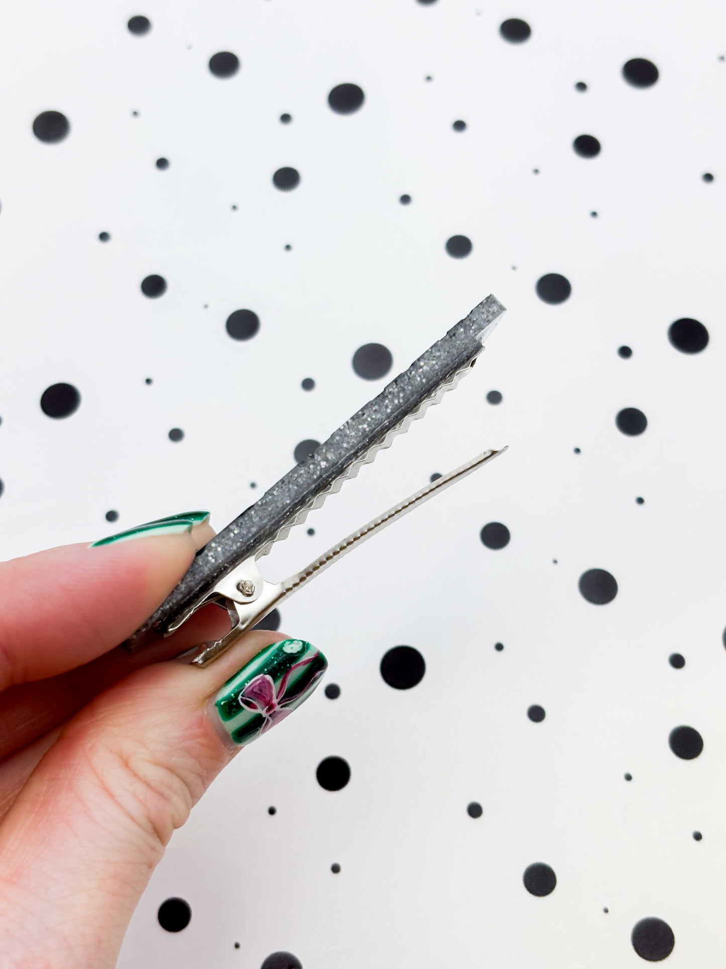 Silver Glitter Leopard Print Rectangle Acrylic Hair Clip