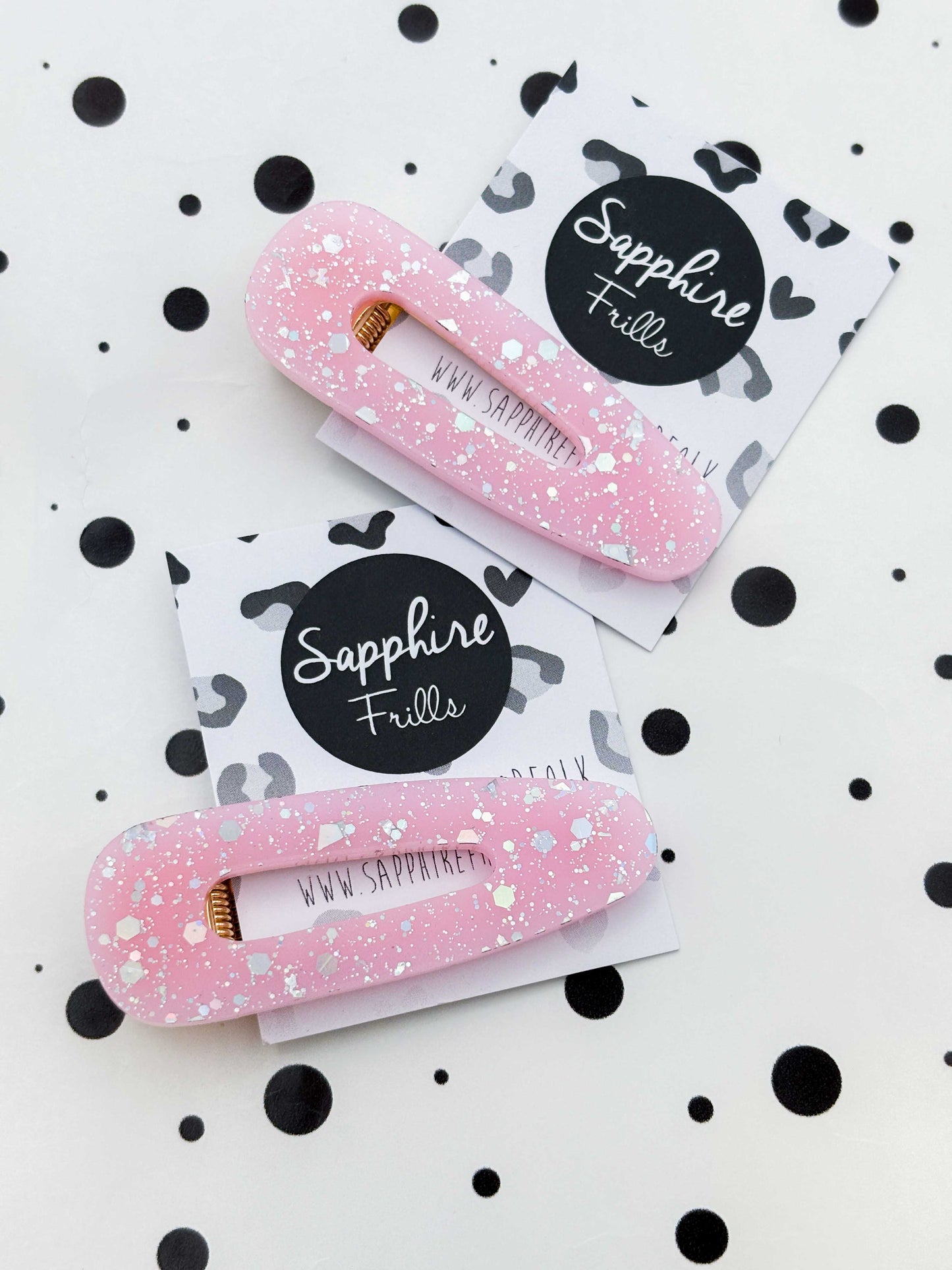 Pink & Silver Holographic Glitter Barrette Acrylic Hair Clip