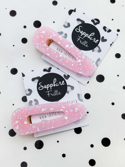 Pink & Silver Holographic Glitter Barrette Acrylic Hair Clip