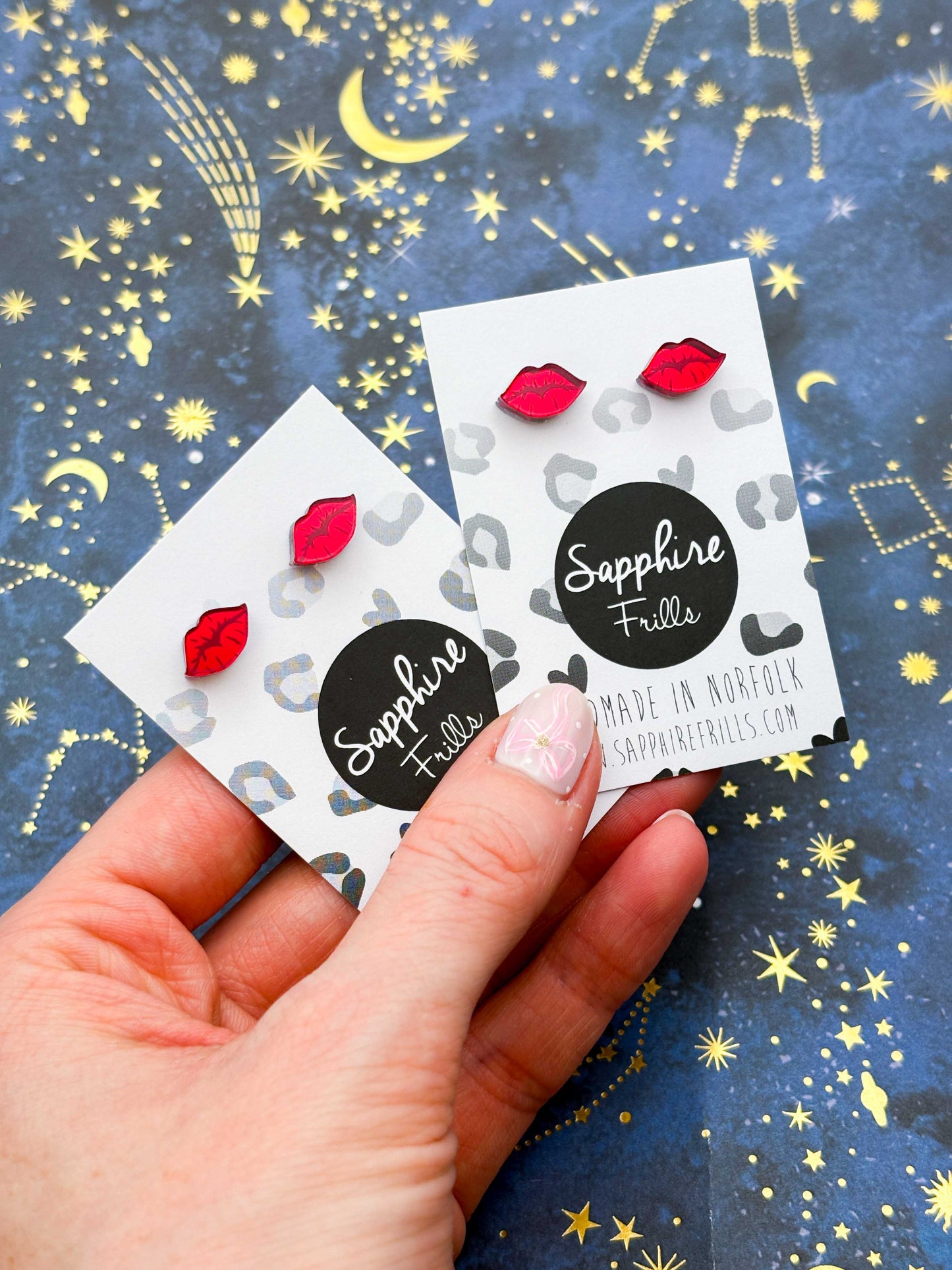 Mini Red Mirror Acrylic Lips Stud Earrings