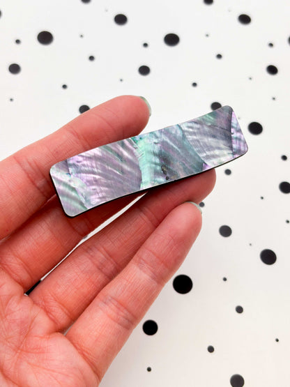 Grey & Green Real Shell Rectangle Wave Acrylic Hair Clip