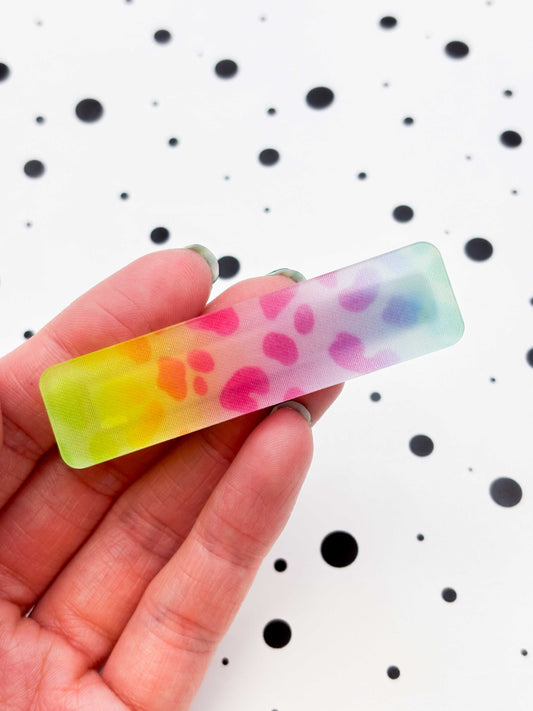 Ombre Rainbow Leopard Print Rectangle Acrylic Hair Clip