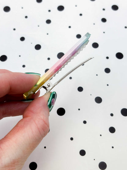 Ombre Rainbow Leopard Print Rectangle Acrylic Hair Clip