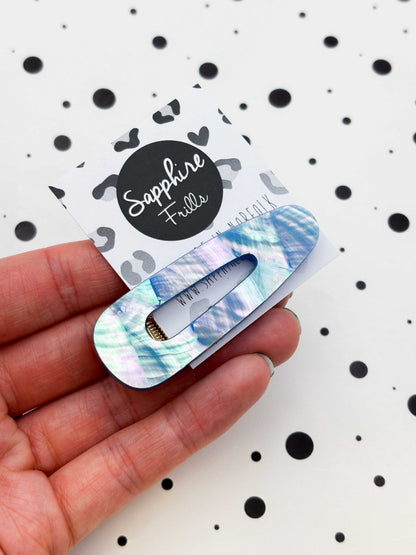 Blue Real Shell Barrette Acrylic Hair Clip