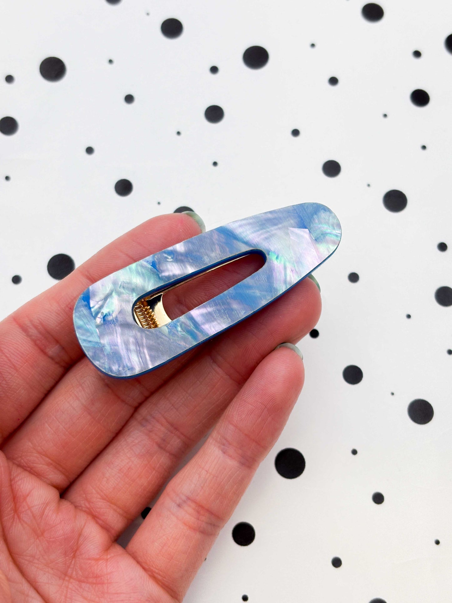 Blue Real Shell Barrette Acrylic Hair Clip