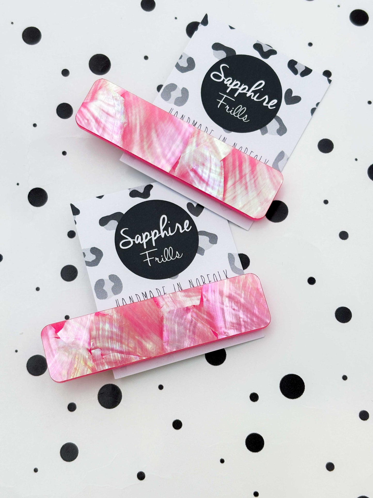 Pink Real Shell Rectangle Acrylic Hair Clip