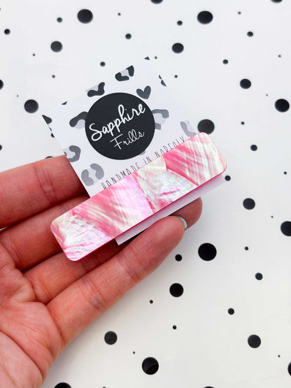 Pink Real Shell Rectangle Acrylic Hair Clip