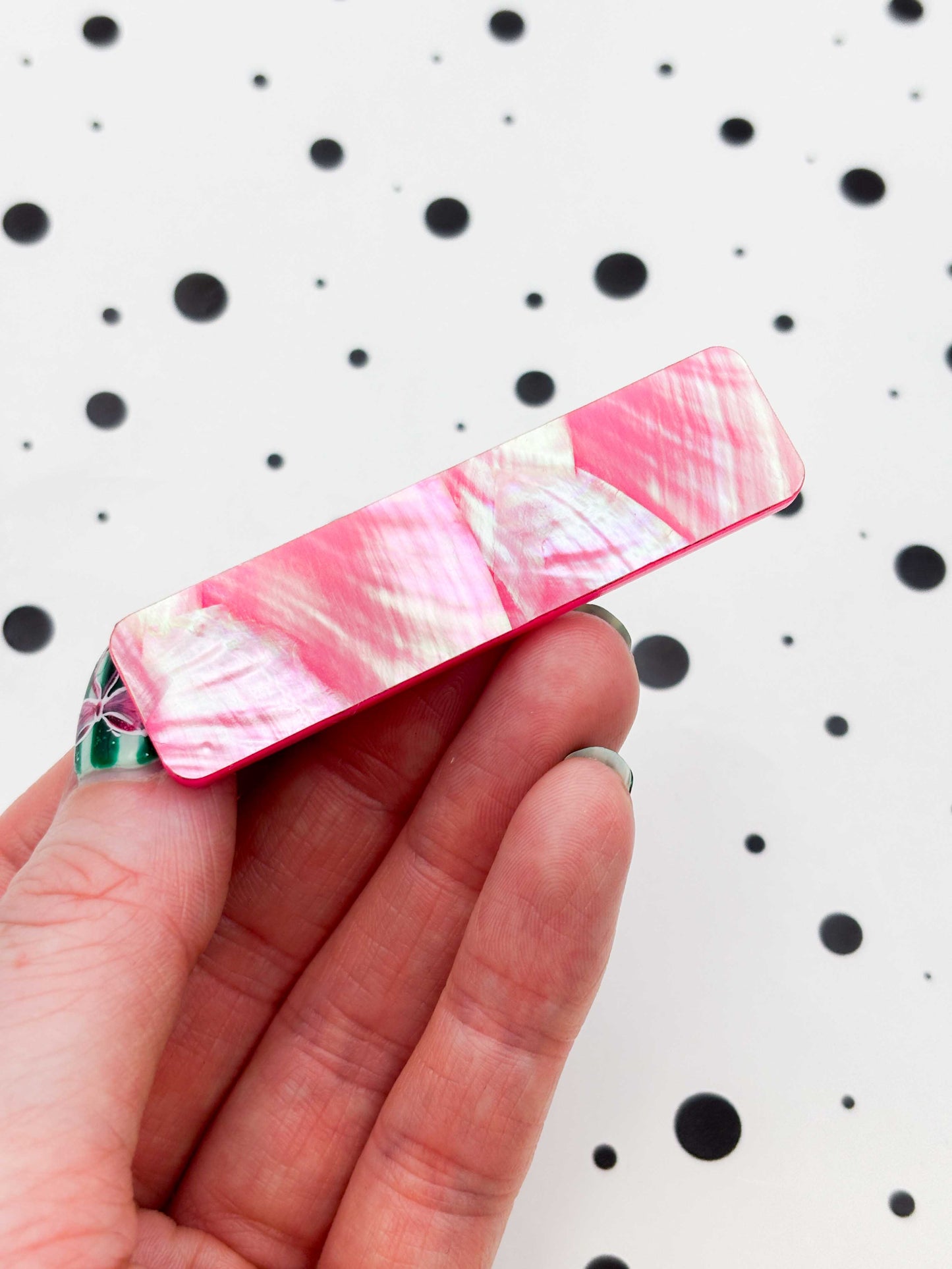 Pink Real Shell Rectangle Acrylic Hair Clip