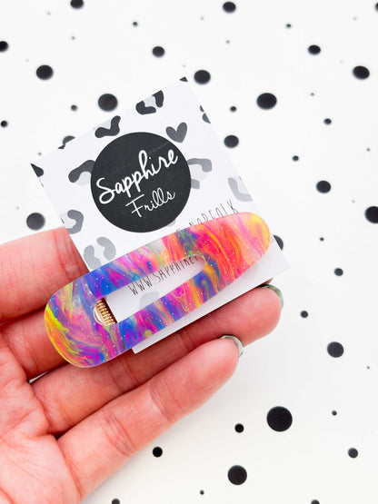 Rainbow Glitter Marble Barrette Acrylic Hair Clip