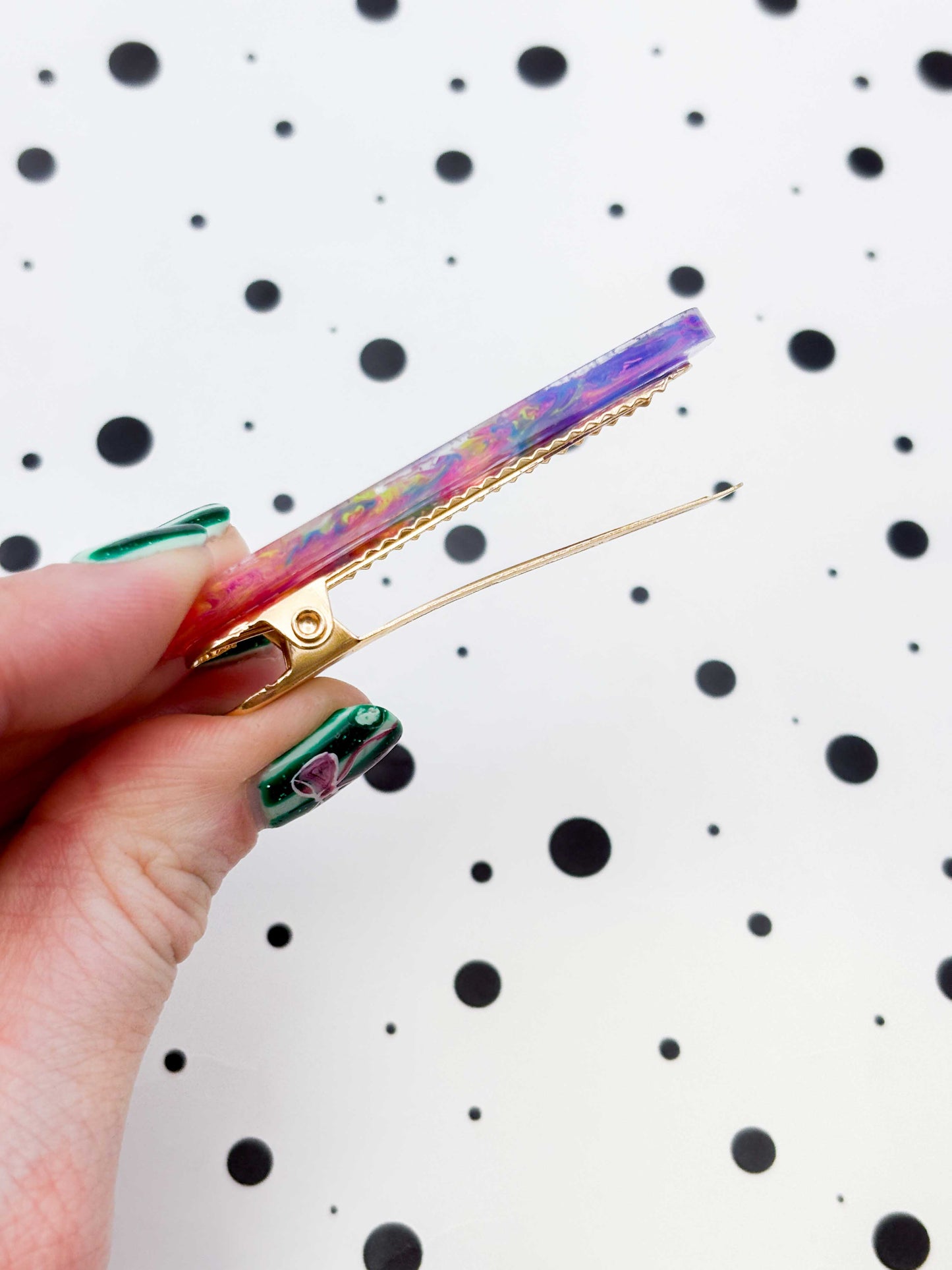 Rainbow Glitter Marble Barrette Acrylic Hair Clip