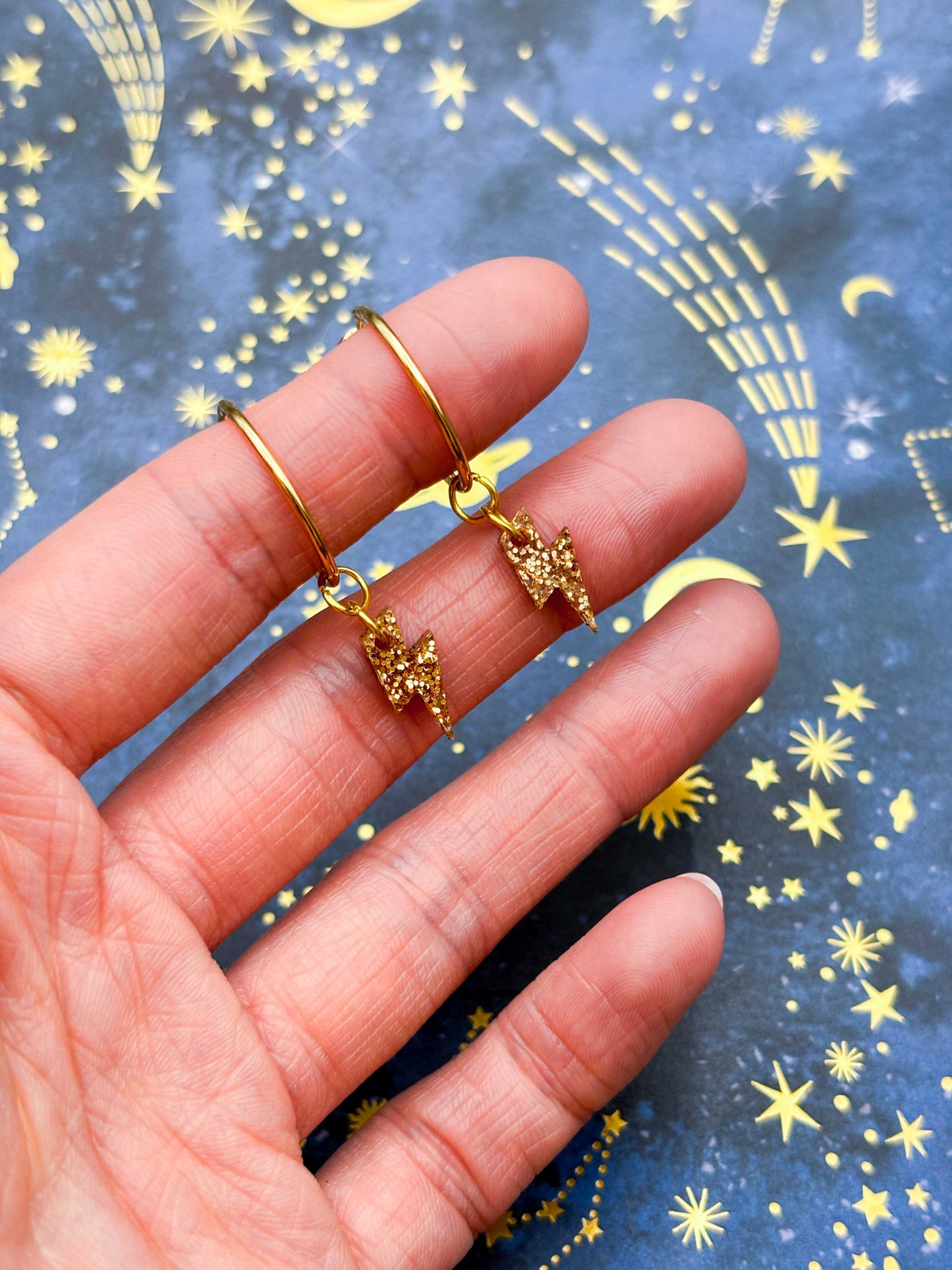 Mini Champagne Lightening Bolt Dangle Earrings