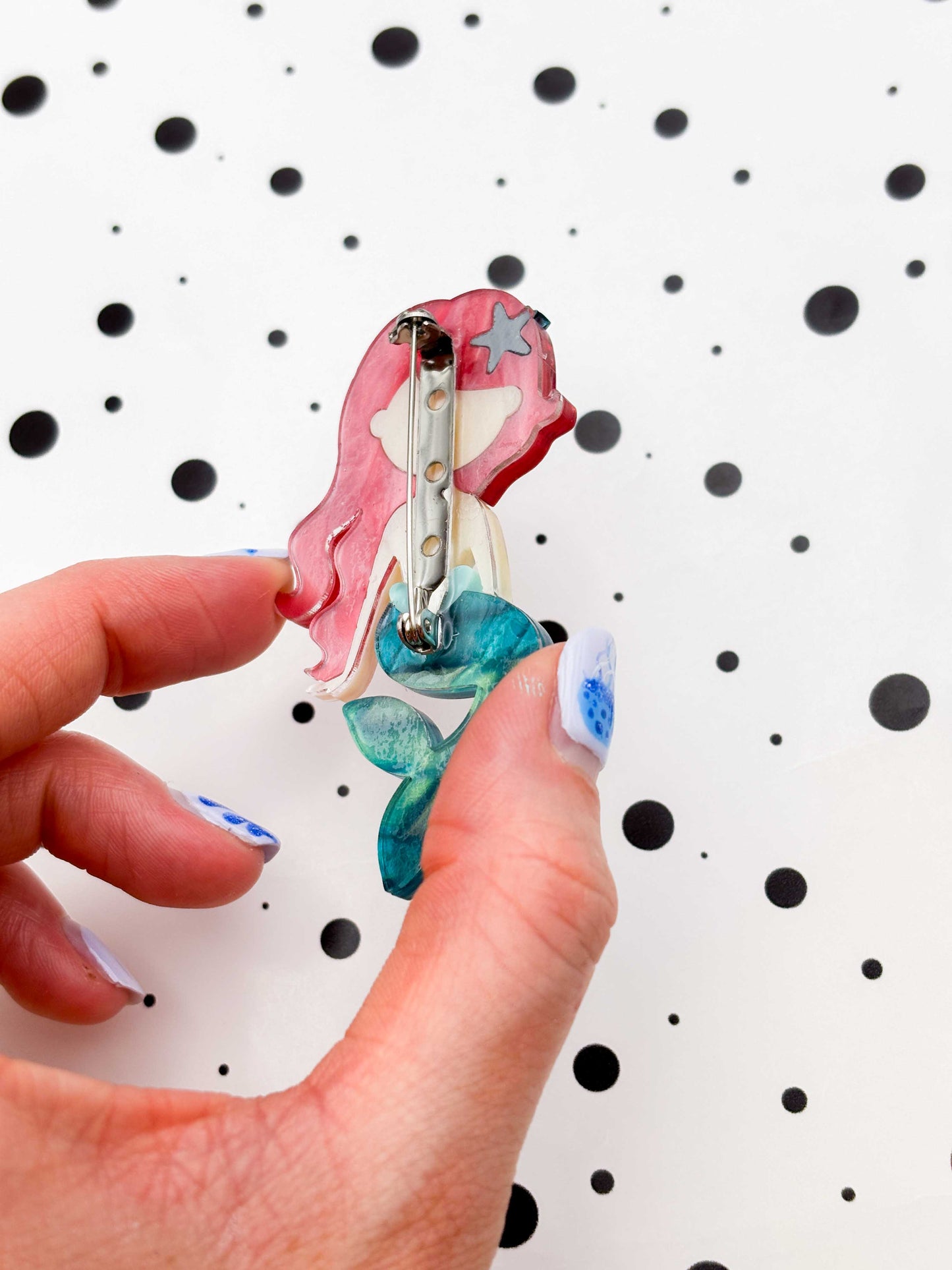 Red, Teal and Purple Mermaid Brooch