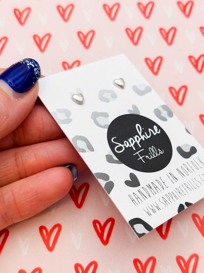 Micro 925 Sterling Silver Heart Studs