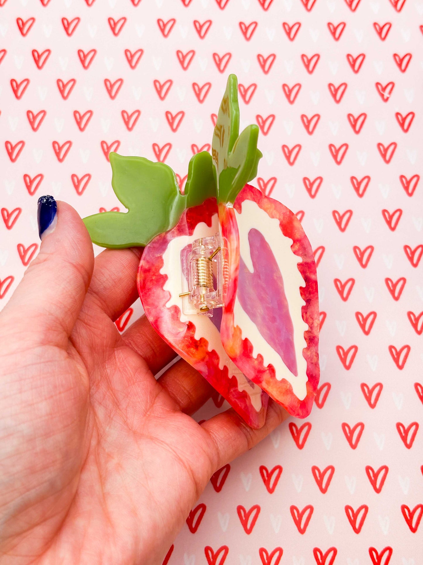 Large Pink Strawberry Claw Clip