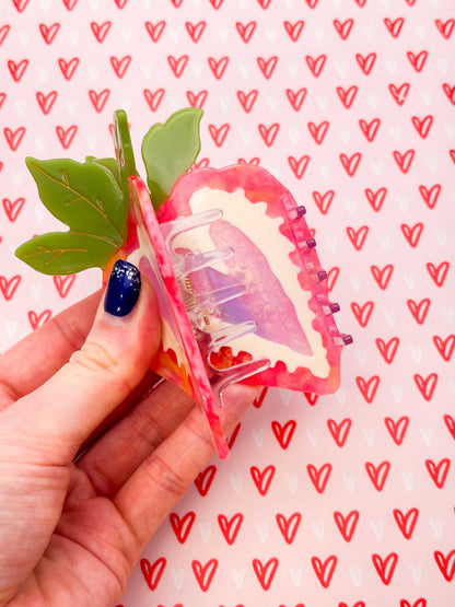 Large Pink Strawberry Claw Clip