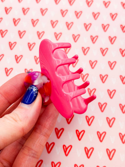 Small Hot Pink, Purple & Red Terrazzo Heart Claw Clip