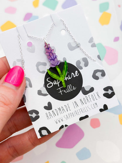 Large Purple Marble Lavender Acrylic Dangle Earrings or Necklace – Hypoallergenic Stainless Steel