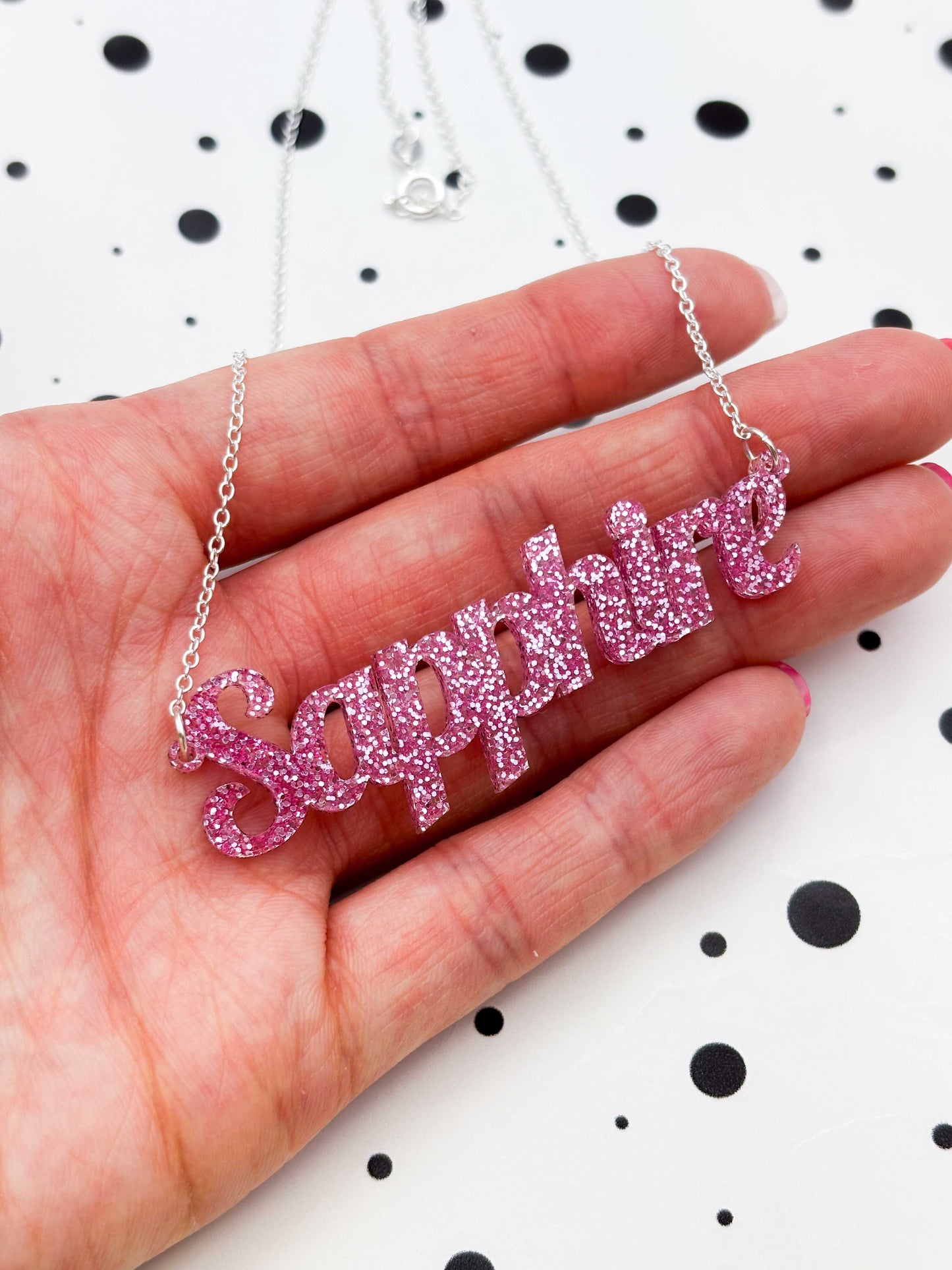 Personalised Acrylic Name/Number Necklace – Hypoallergenic Stainless Steel