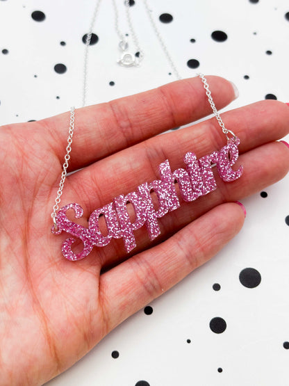 Personalised Acrylic Name/Number Necklace – Hypoallergenic Stainless Steel