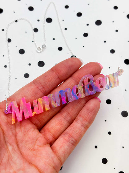 Personalised Acrylic Name/Number Necklace – Hypoallergenic Stainless Steel
