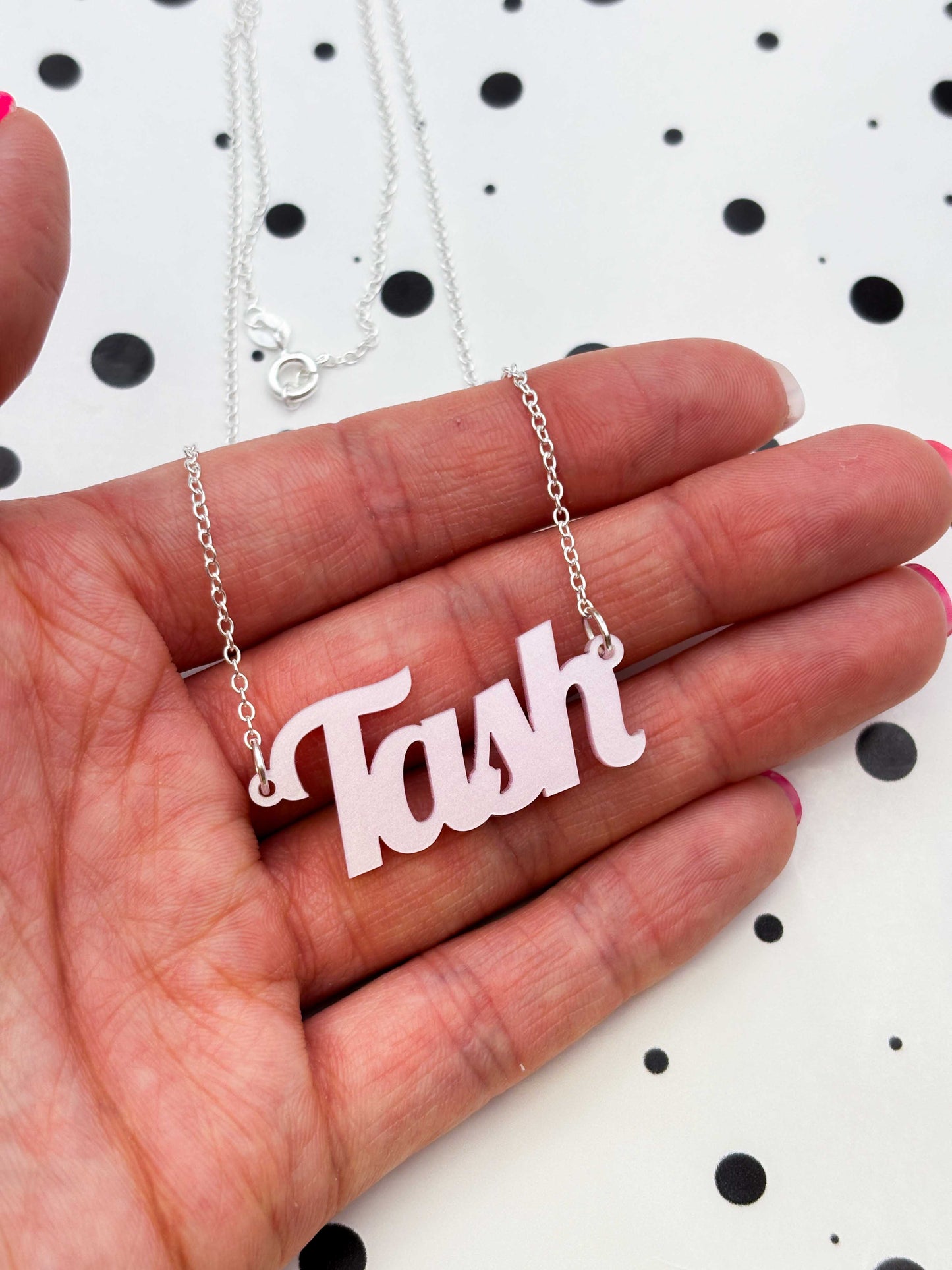 Personalised Acrylic Name/Number Necklace – Hypoallergenic Stainless Steel