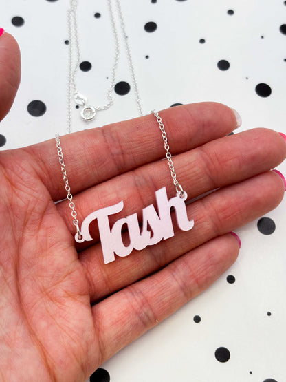 Personalised Acrylic Name/Number Necklace – Hypoallergenic Stainless Steel