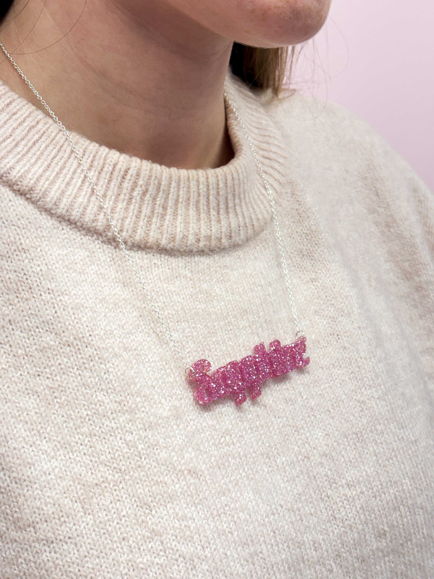 Personalised Acrylic Name/Number Necklace – Hypoallergenic Stainless Steel